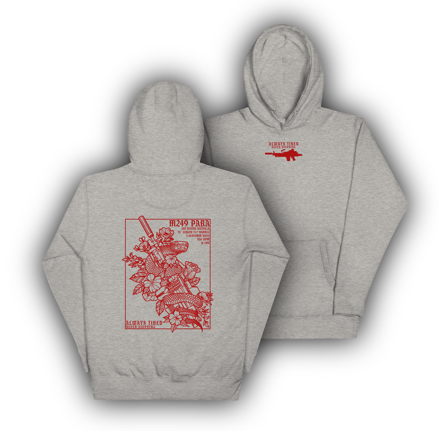 M249 Red Back Print Hoodie