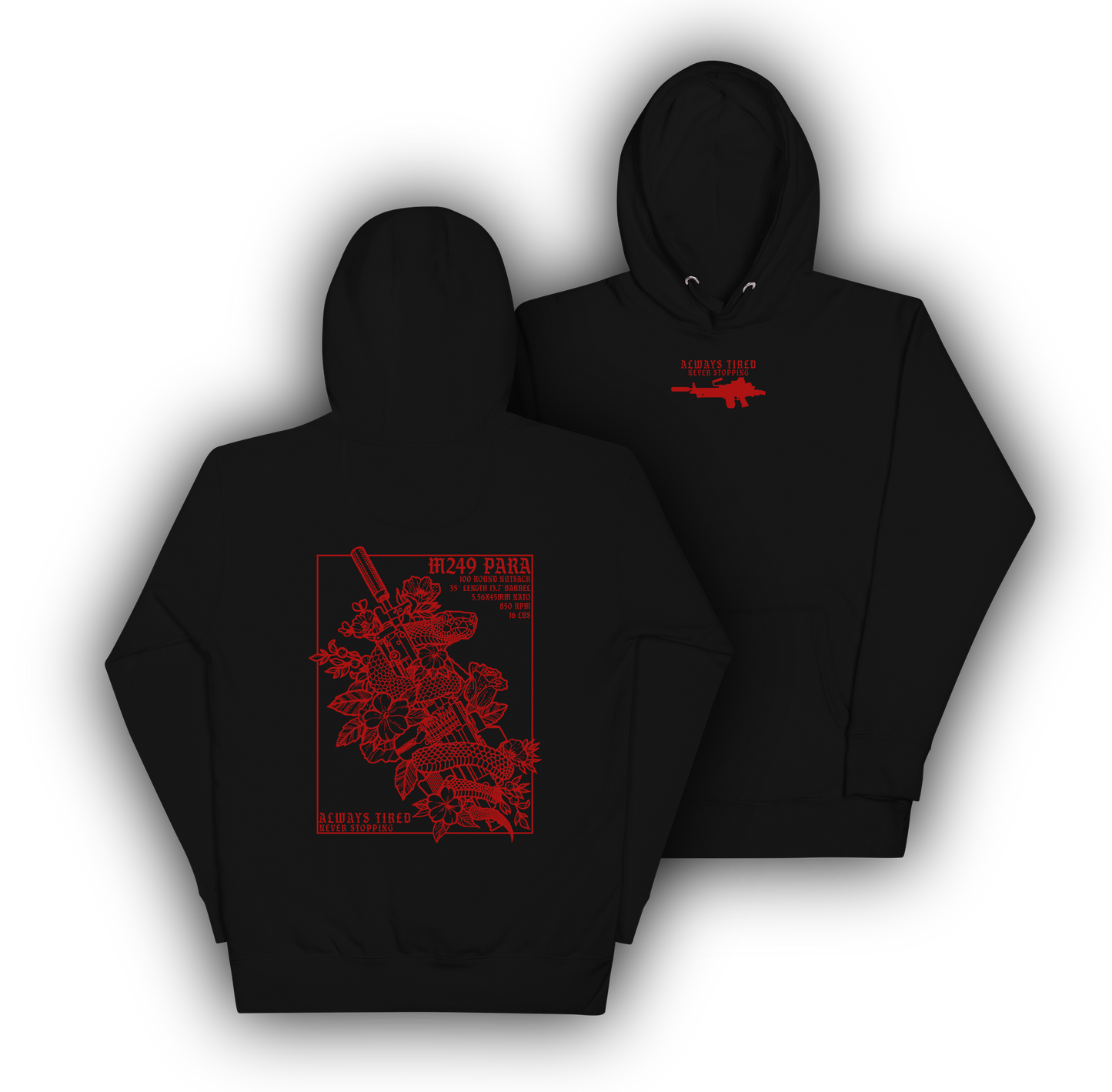 M249 Red Back Print Hoodie