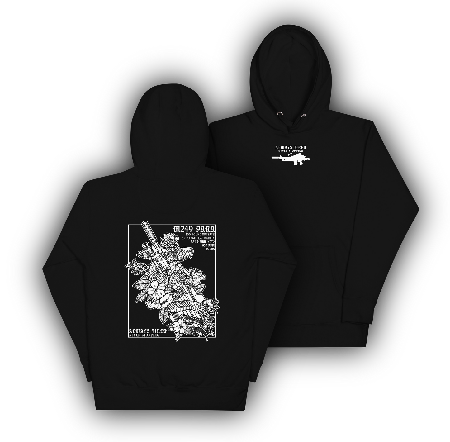 M249 White Back Print Hoodie