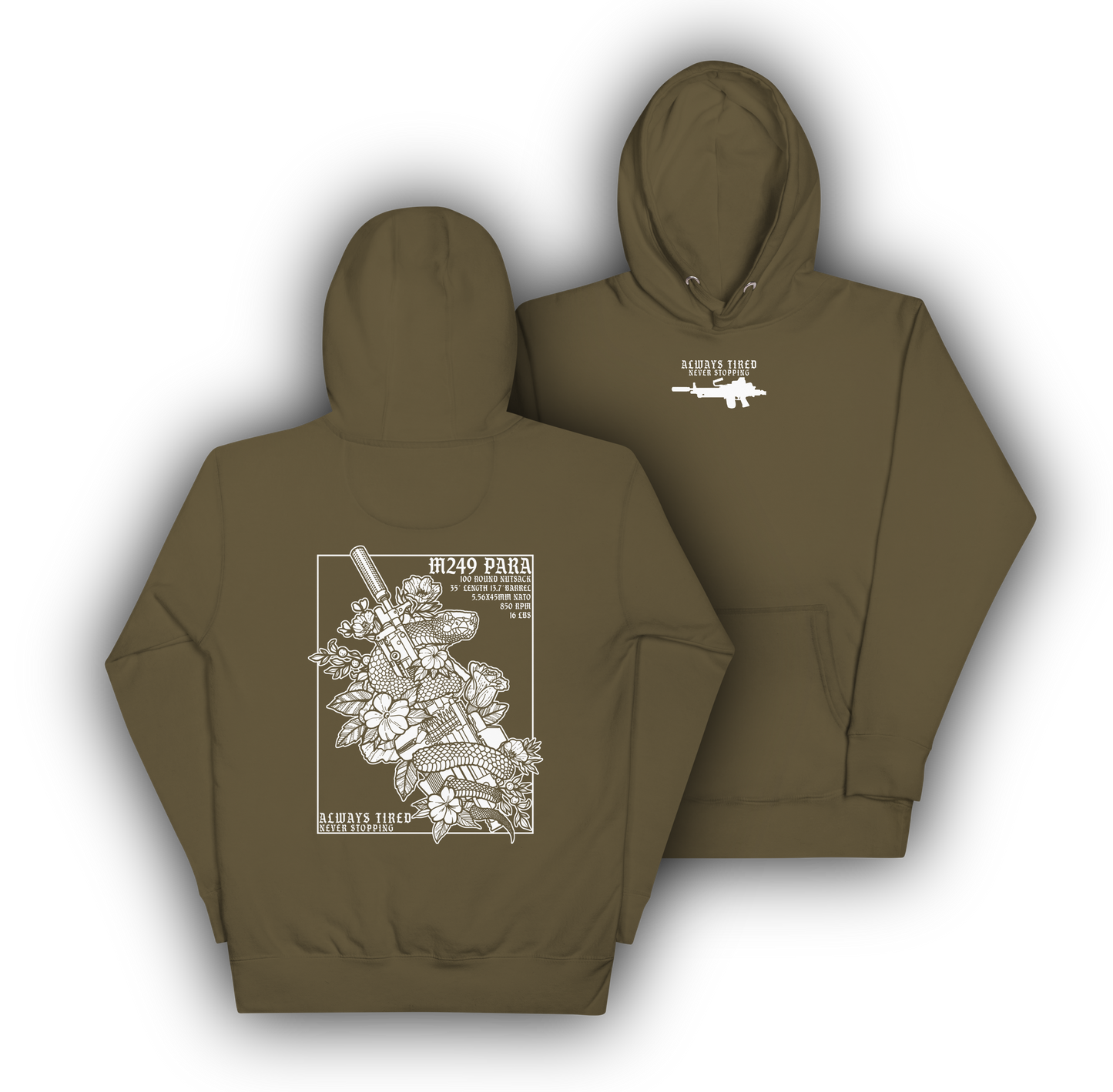 M249 White Back Print Hoodie