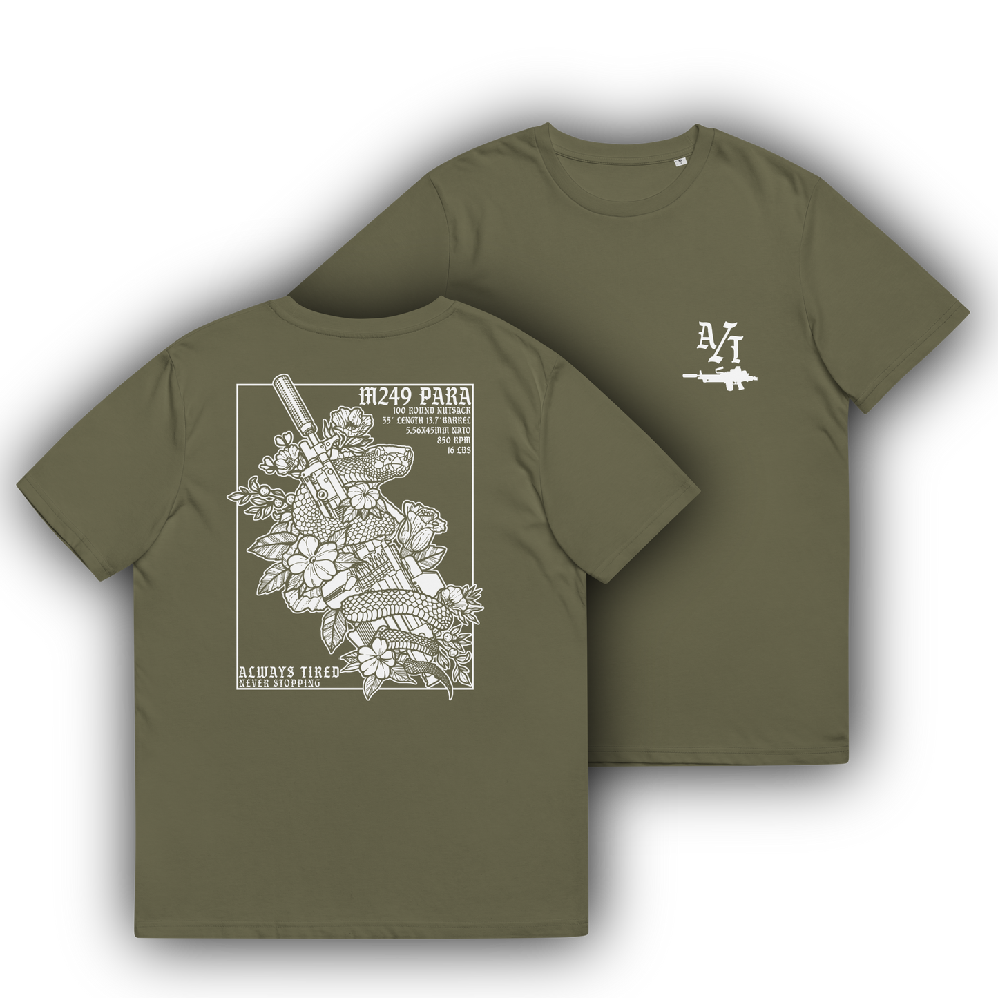 M249 White Back Print Heavier T