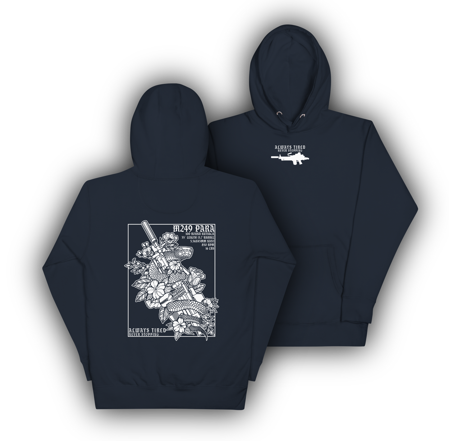 M249 White Back Print Hoodie