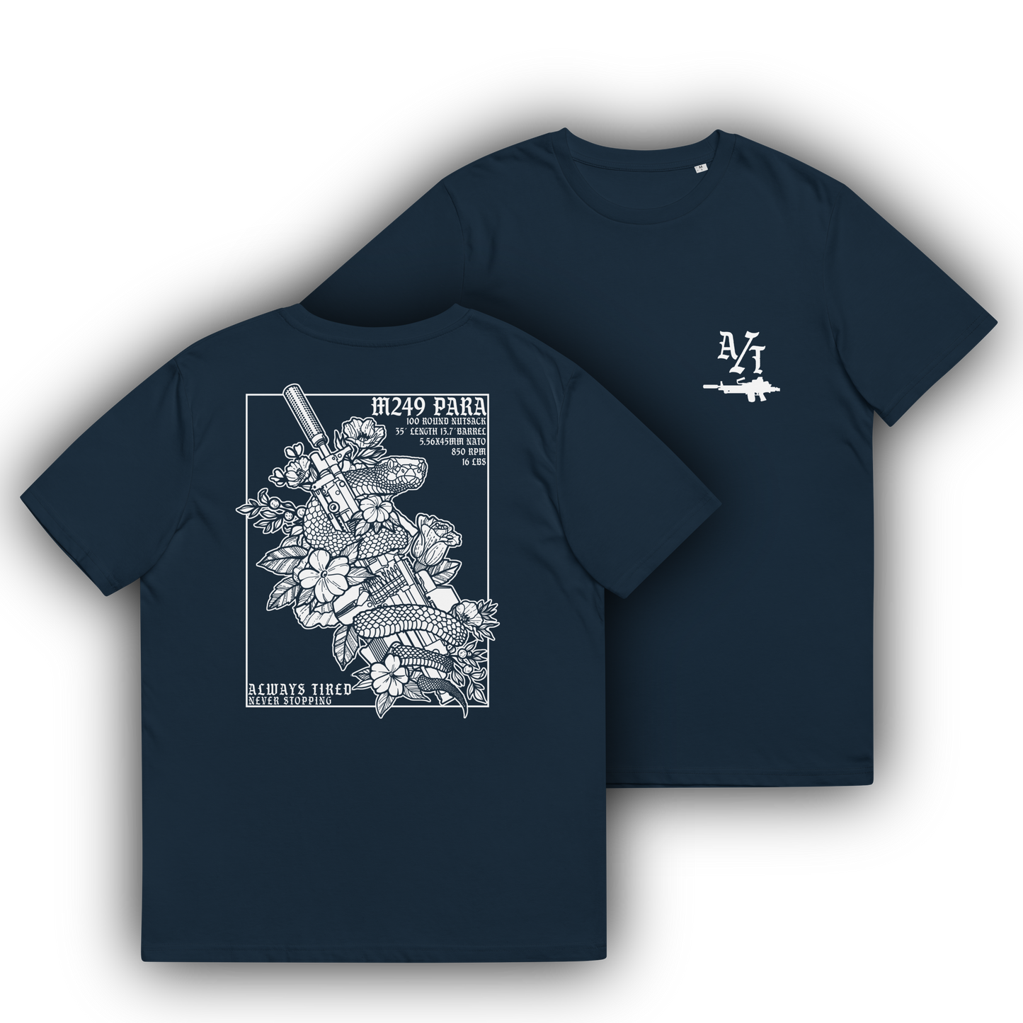 M249 White Back Print Heavier T