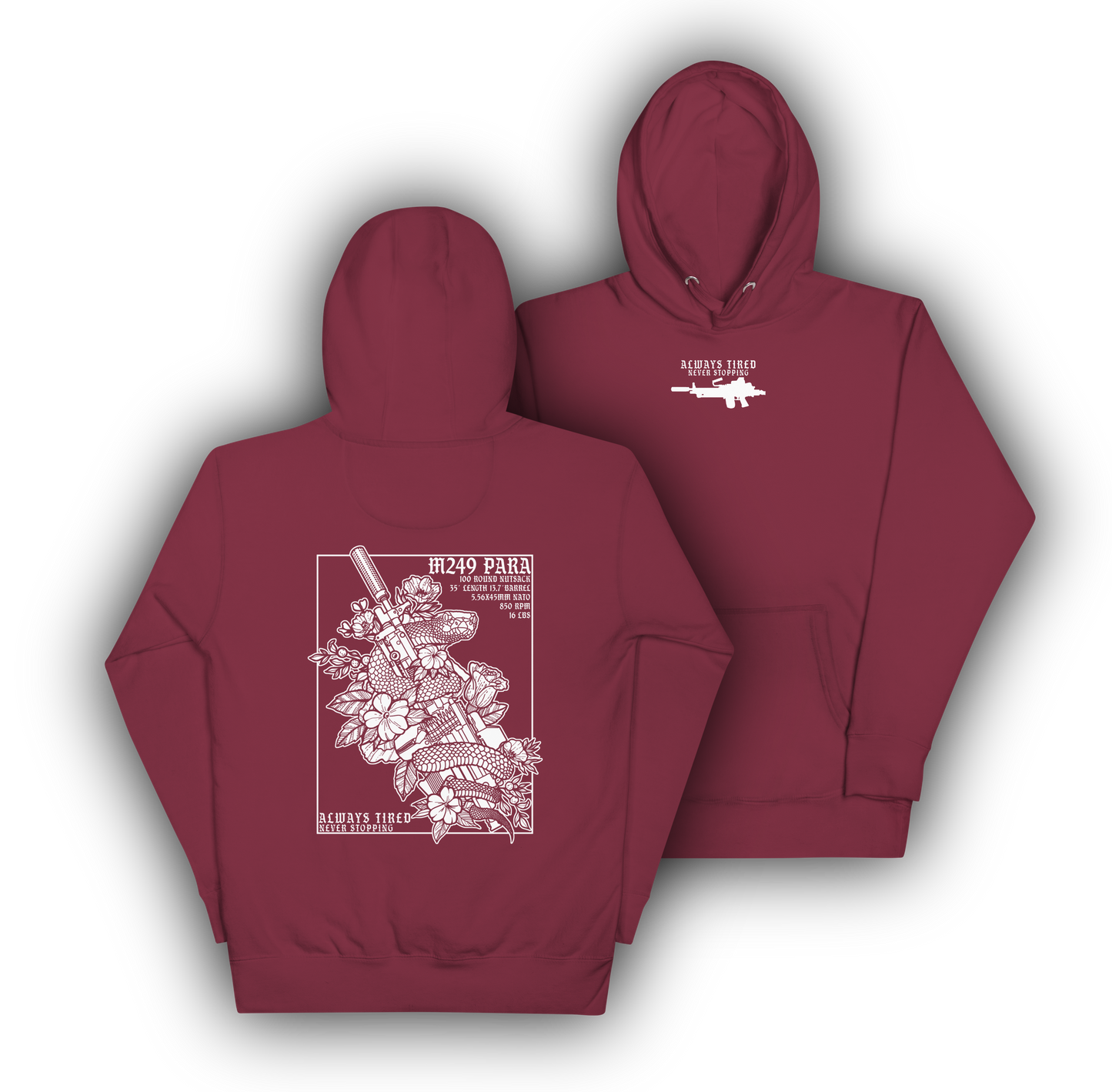 M249 White Back Print Hoodie