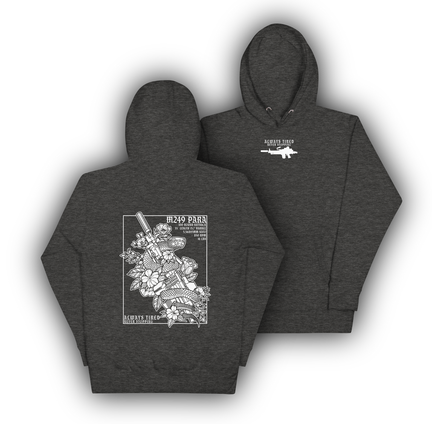 M249 White Back Print Hoodie
