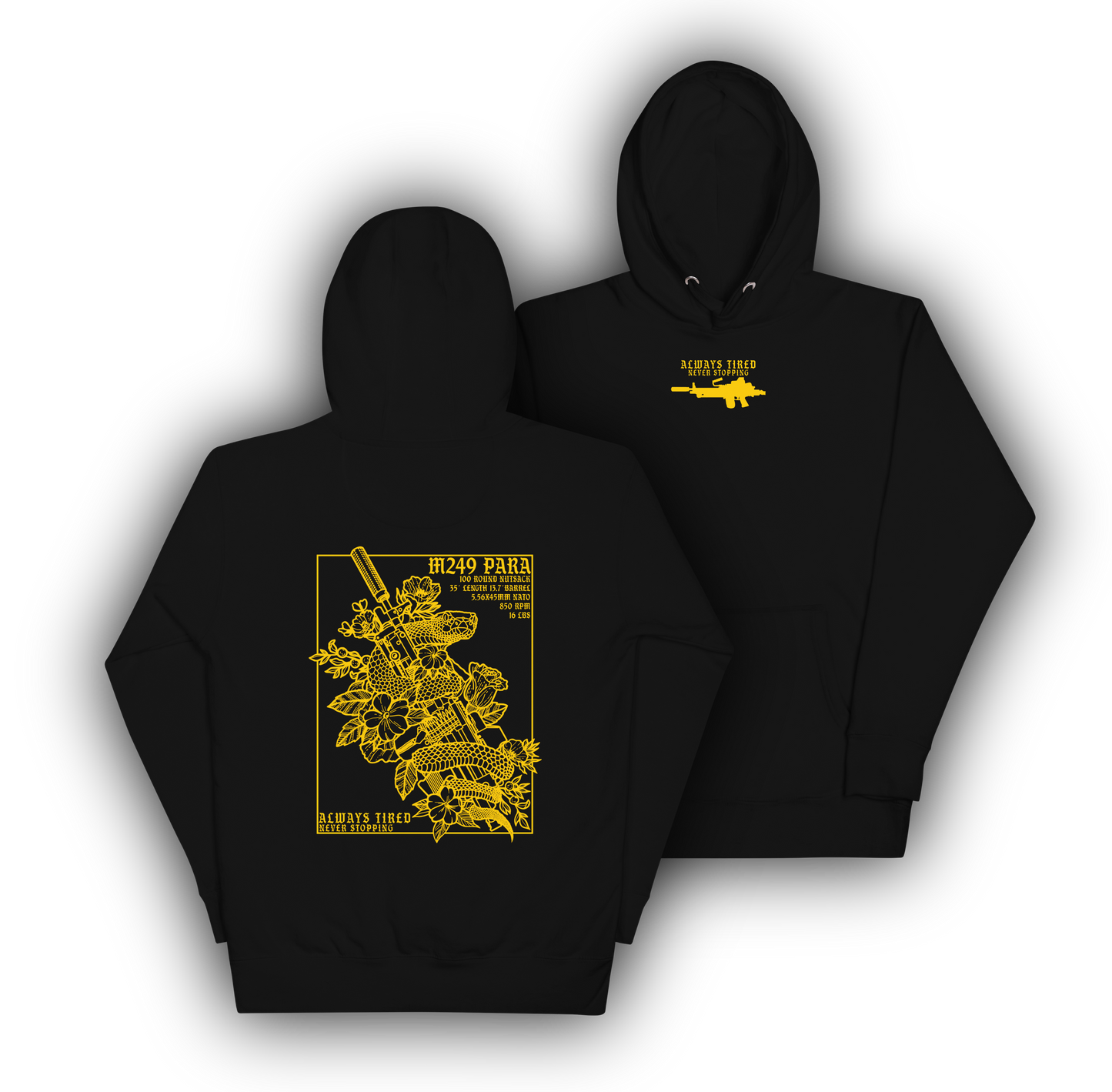 M249 Yellow Back Print Hoodie
