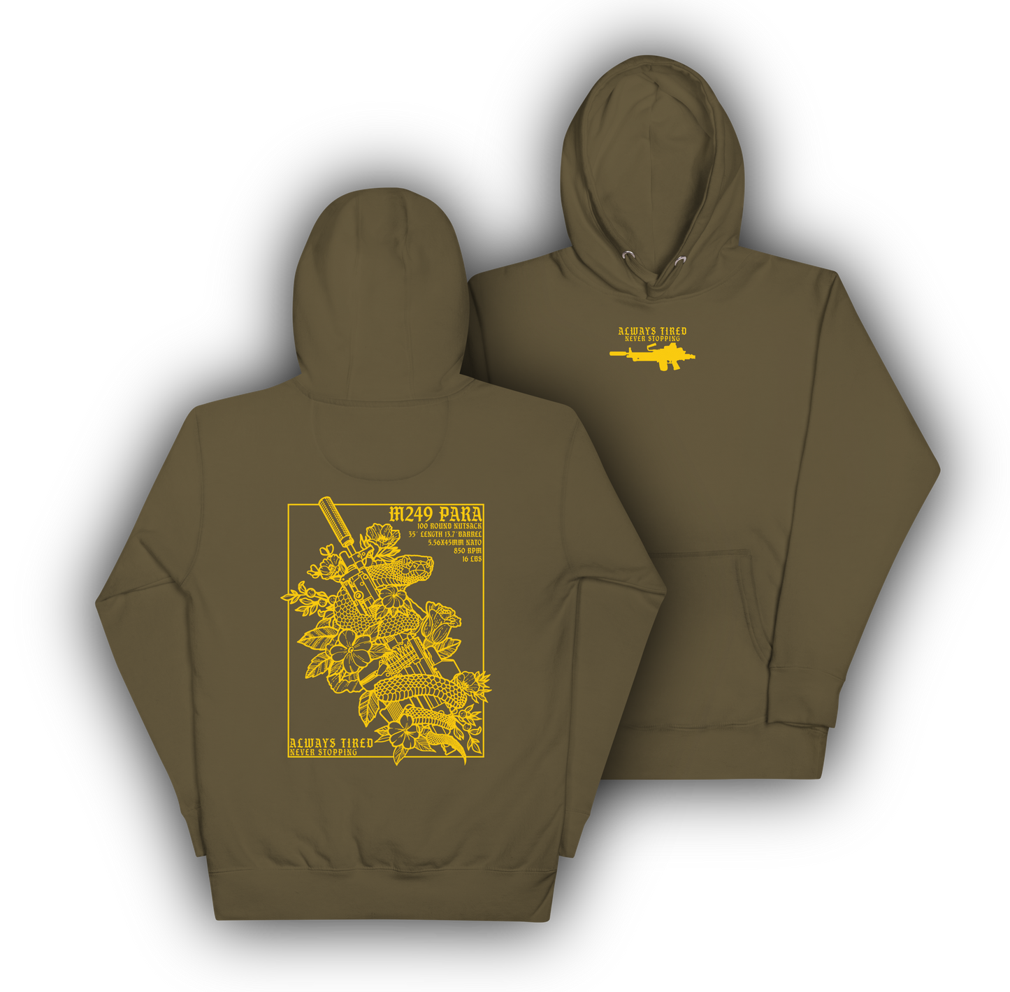M249 Yellow Back Print Hoodie