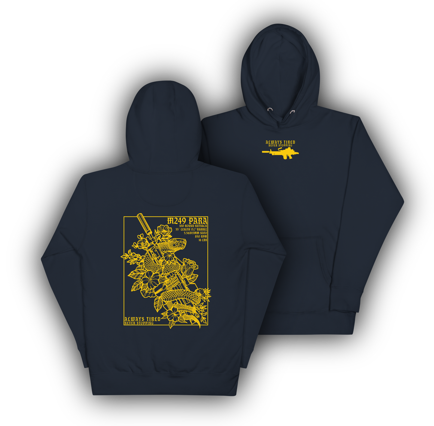 M249 Yellow Back Print Hoodie