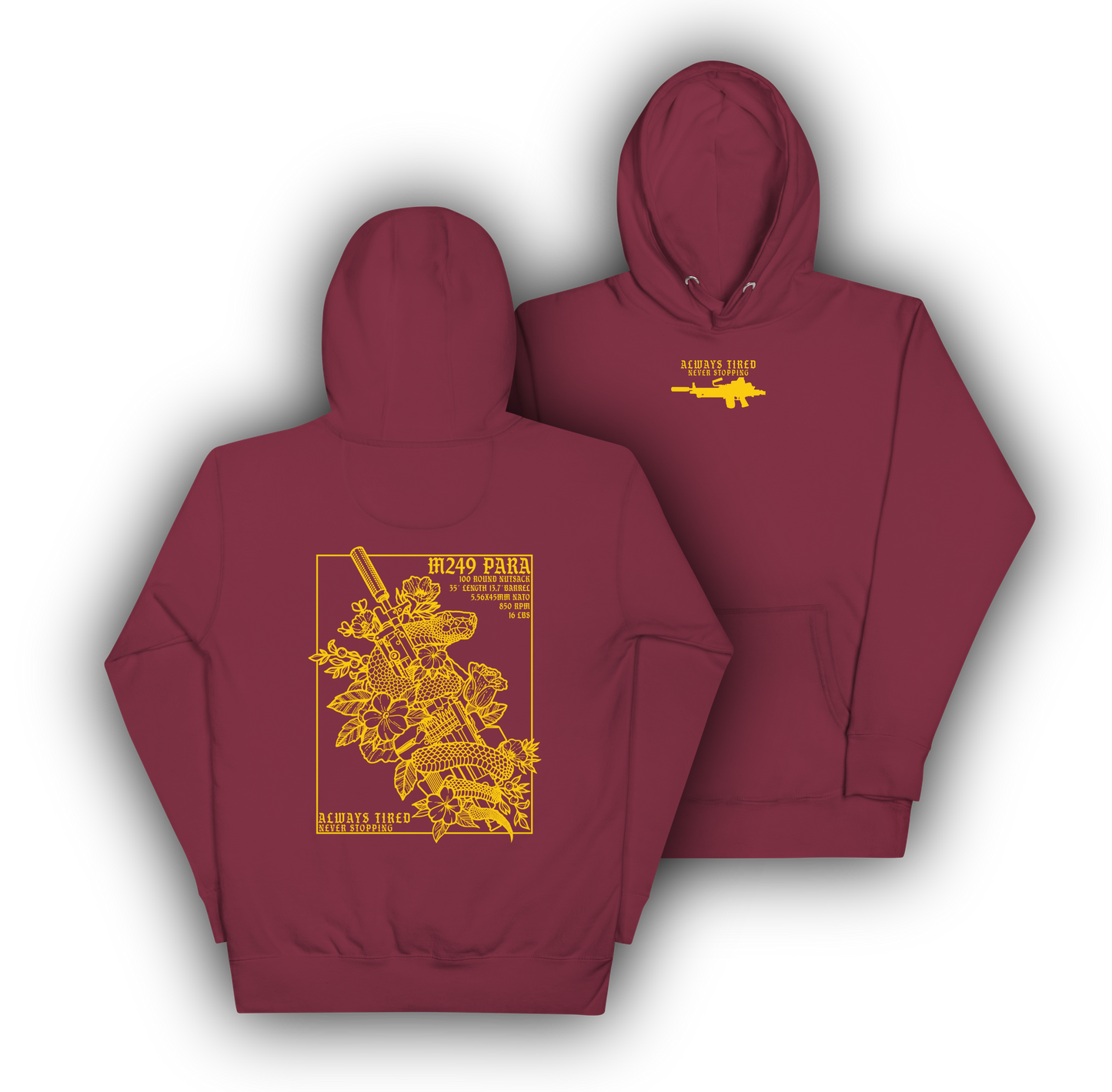 M249 Yellow Back Print Hoodie