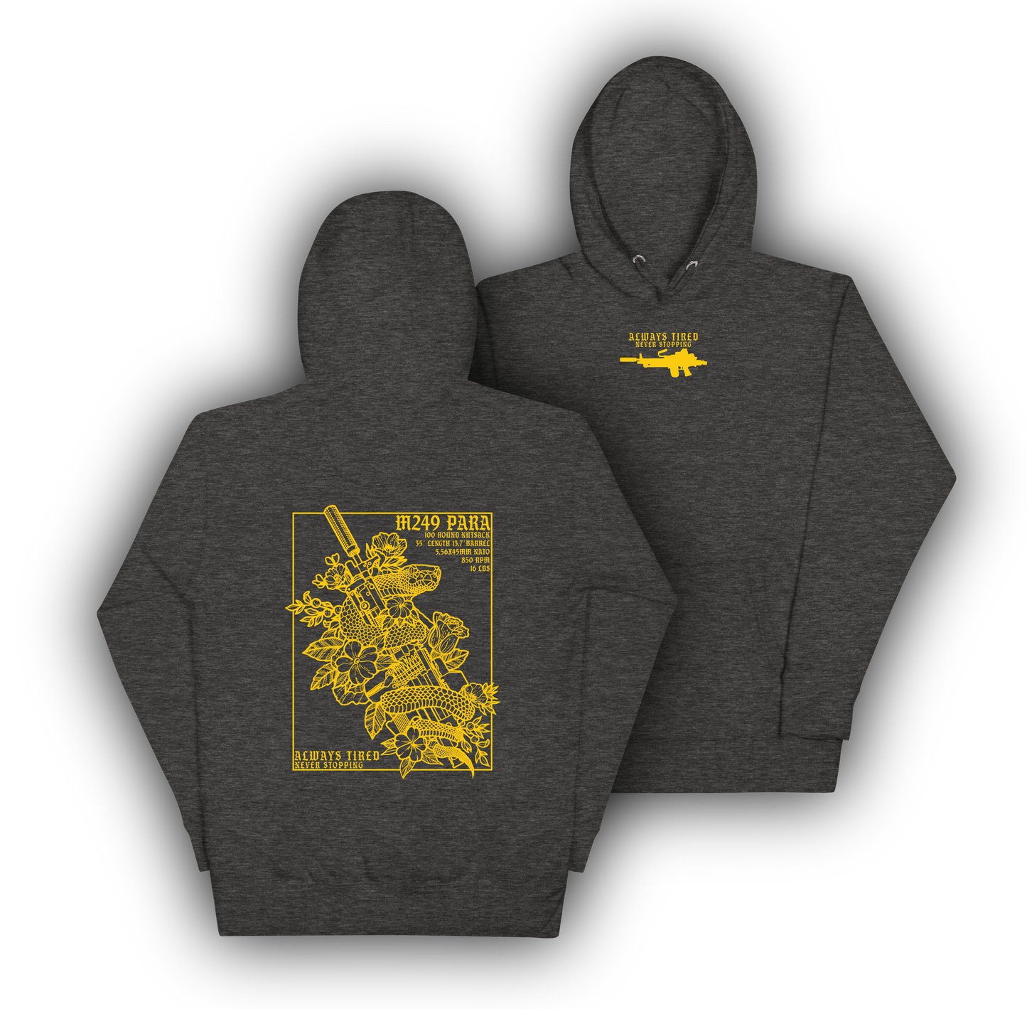 M249 Yellow Back Print Hoodie